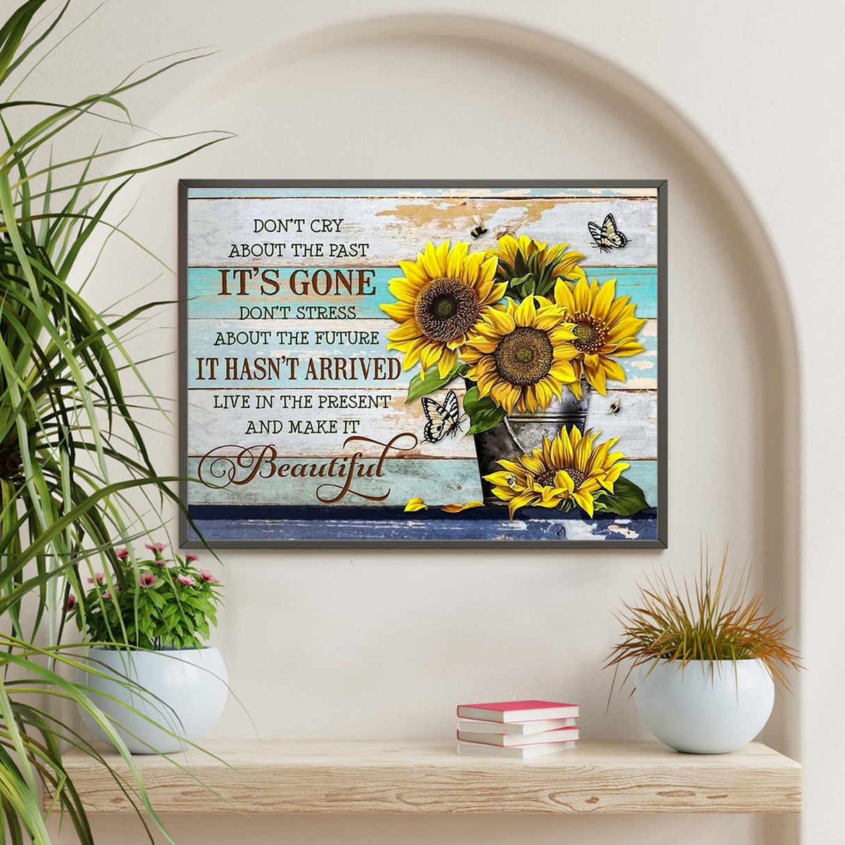 Diamond Art Kits for Adults Sunflower, DIY 5D Diamond Painting Kit for Beginners Inspirational, Inspiring Quotes Full Round Drill Gem Art Dots for Adults Home Wall Decor 16X12 Inch Okarina