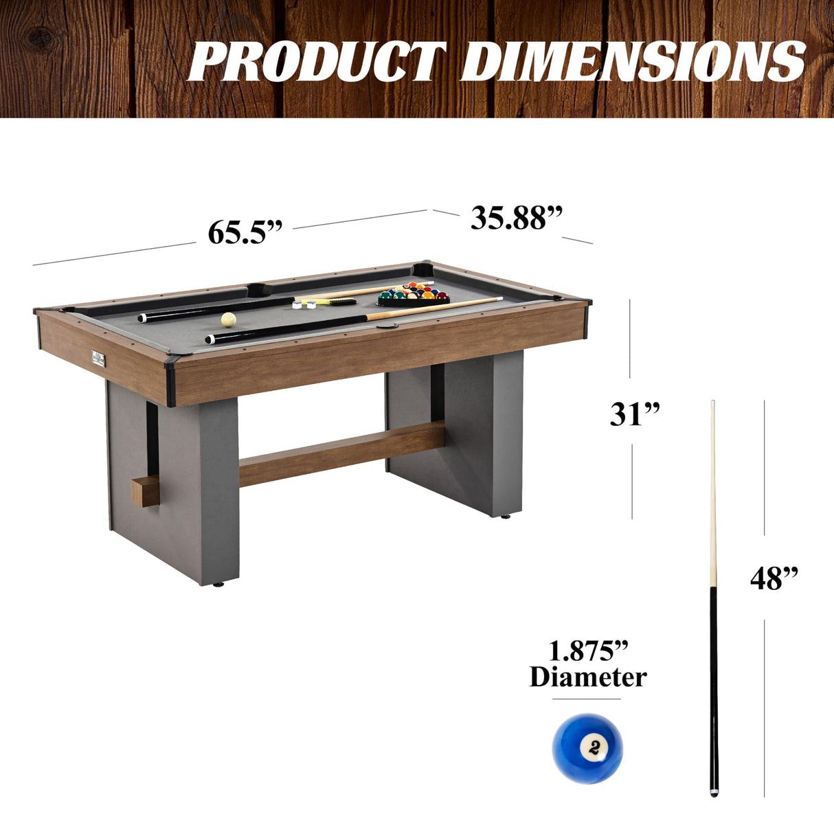 Barrington Billiards 5.5' Urban Drop Pocket Table with Pool Ball and Cue Stick Set, Perfect for Game Rooms Barrington Billiards