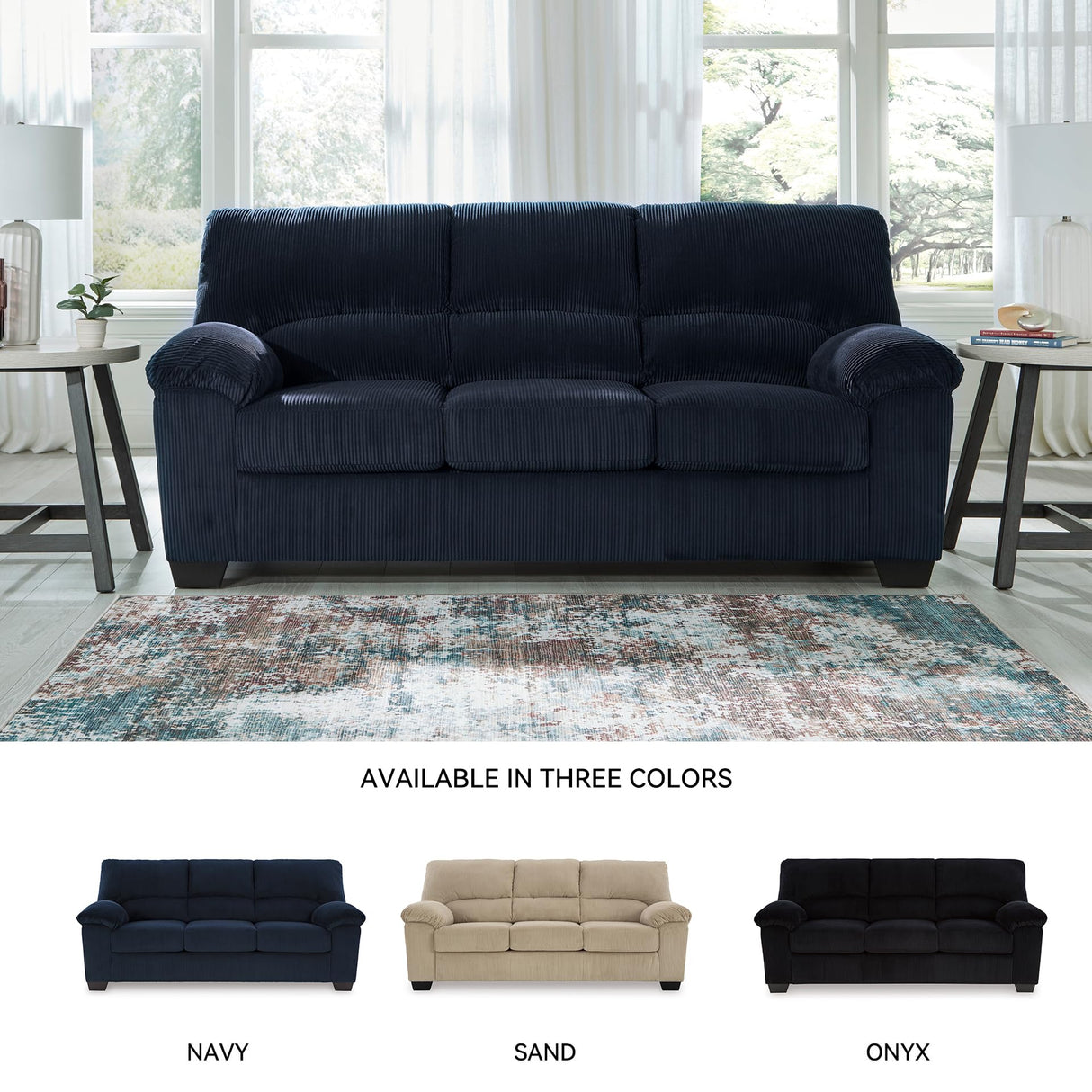 Signature Design by Ashley SimpleJoy Contemporary Sofa for Living Room, Blue Signature Design by Ashley