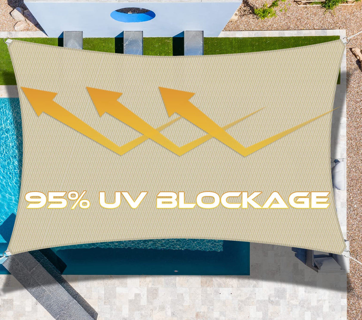 Windscreen4less 16' x 20' Sun Shade Sail Rectangle Outdoor Canopy Cover UV Block for Backyard Porch Pergola Deck Garden Patio (Beige) Windscreen4less
