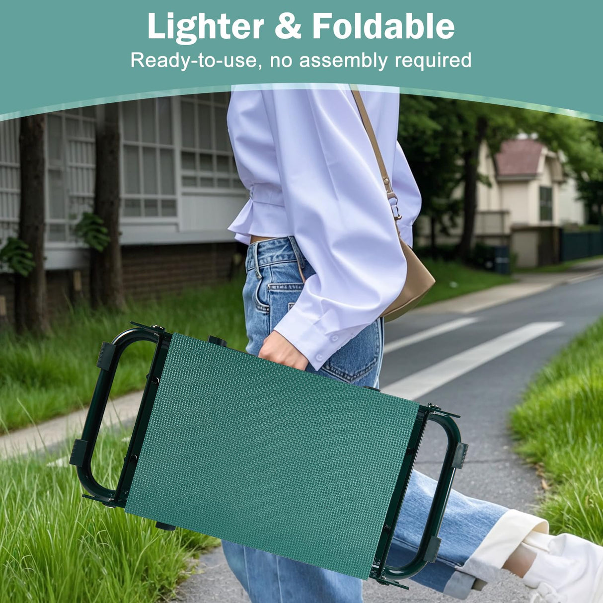 Koutop Garden Kneeler and Seat, 2-in-1 Garden Stool with 10" Wide Soft Knee Pads, Heavy-Duty Foldable Gardening Bench Chair with 2 Tool Pouches, Gardening Gifts for Women Men Seniors Mom Koutop