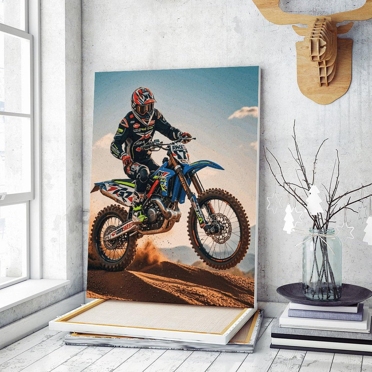 Sport Motorcycle Motocross Racing Theme Paint by Numbers Kit for Adults Beginners Adult Paint by Number Kits on Canvas DIY Acrylic Oil Paints Paintwork with Paintbrushes for Gift Home Wall Decor 16*20 TKJMCSW
