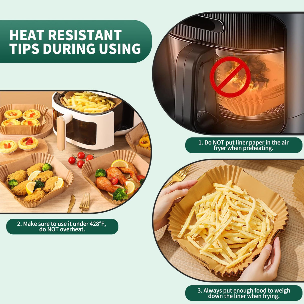 Air Fryer Liners Disposable Paper, 150 PCS Non-stick Parchment Paper, Air Fryer Disposable Liners For 5-8QT Air fryer, Oil-proof 8 Inch Airfryer Paper for Frying, Baking, Roasting Microwave (Square) AOJOYS