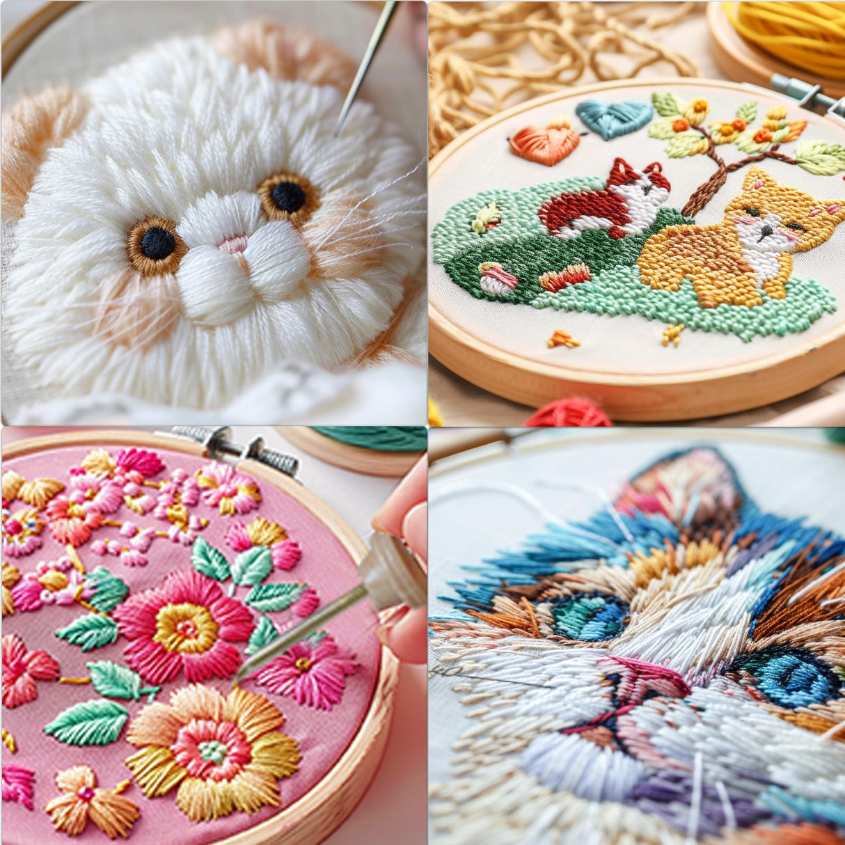 DiaWiew Punch Needle Embroidery Kit - Complete Set for Needle Punching - Includes Adjustable Punch Needle Tool and Wooden Handle Embroidery Pen Set - Ideal for Adults Beginners DiaWiew