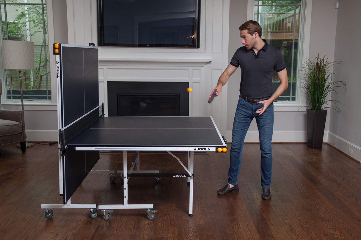 JOOLA Rally TL Professional MDF Indoor Ping Pong Table w/ Quick Clamp Table Tennis Net & Post Set - 10 Minute Easy Assembly - Corner Ball Holders - Tournament Quality - Includes Playback Mode JOOLA