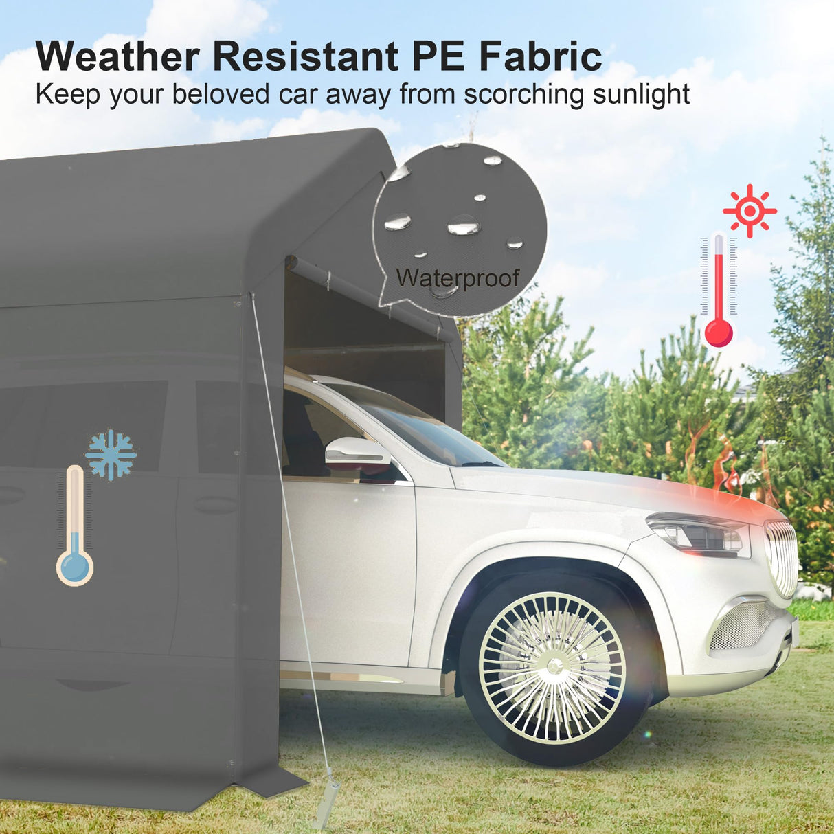 GOJOOASIS Car Port Canopy Tent Carport 10'x20' Car Tent Portable Garage, Tents for Car Waterproof & UV Protected for Wedding, Garden Shelter, Storage Shed (Gray) GOJOOASIS