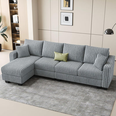 Belffin Sectional Couch with L-Shape Chaise L Shaped Couch with Ottoman Sectional Couches for Living Room Corduroy (Light Grey, L Shaped)