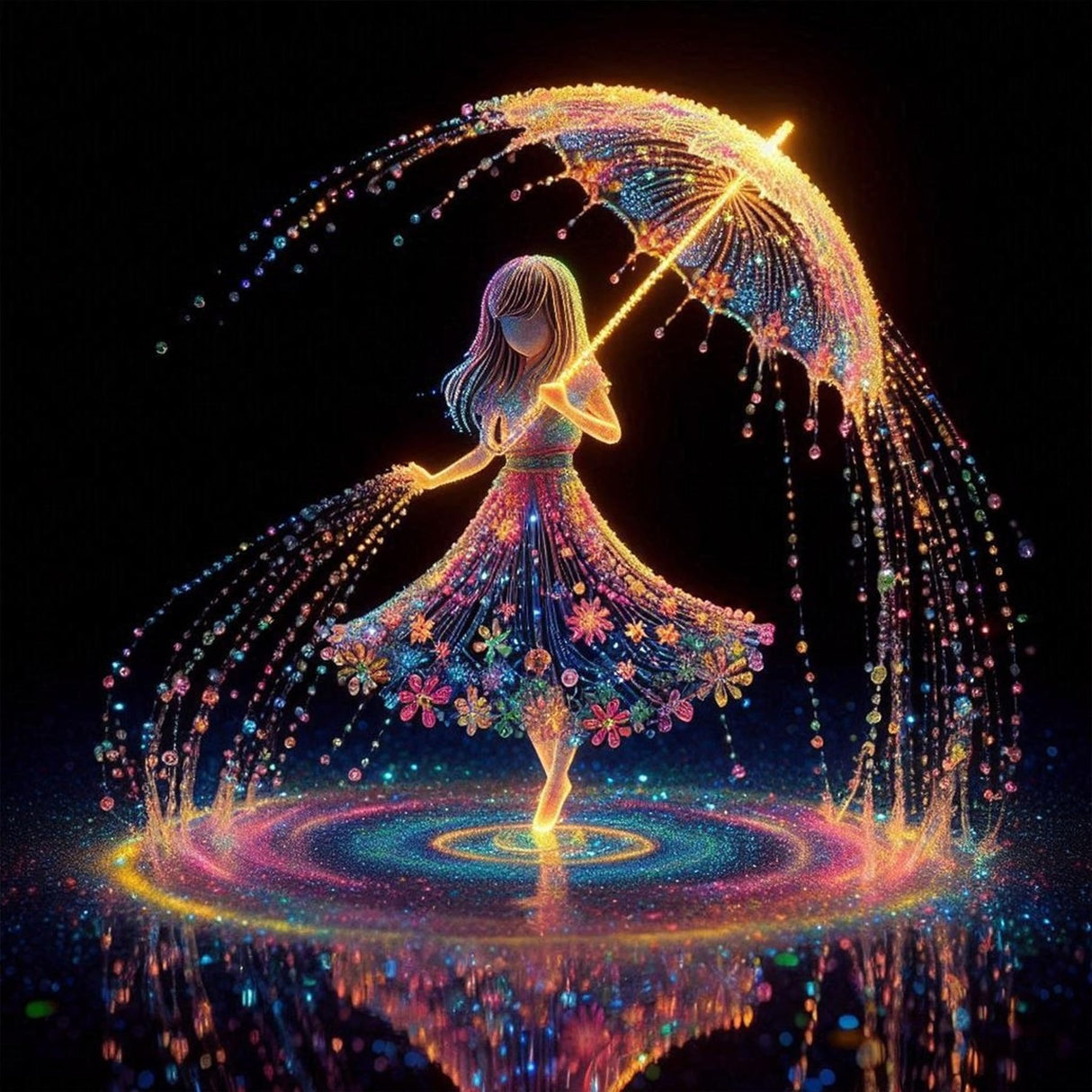 croshom Diamond Art Kits for Adults, Fairy Diamond Art Painting Kits for Adults Beginners, 5D DIY Raindrops Full Drills Gem Craft for Adult Gifts, Home Wall Decor 13.8" x 13.8" croshom