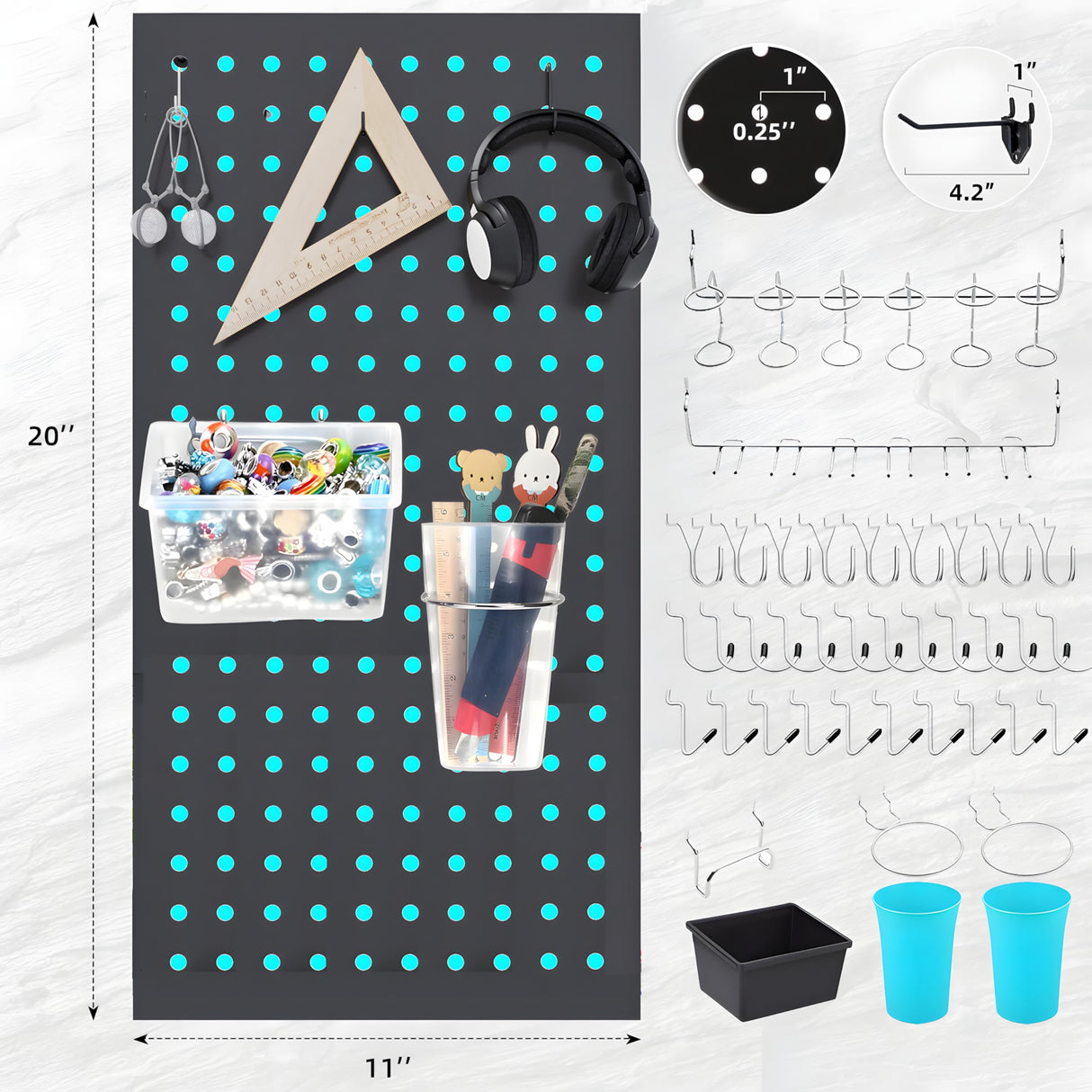 busyaeh Loft Bunk Bed with Desk Underneath, Loft Bed Twin Size with Desk, RGB LED Lights, and Charging Station, with Drawer Cabinets and Pegboards, Twin Max Load-Bearing Weight 400lbs, Oak Gray busyaeh