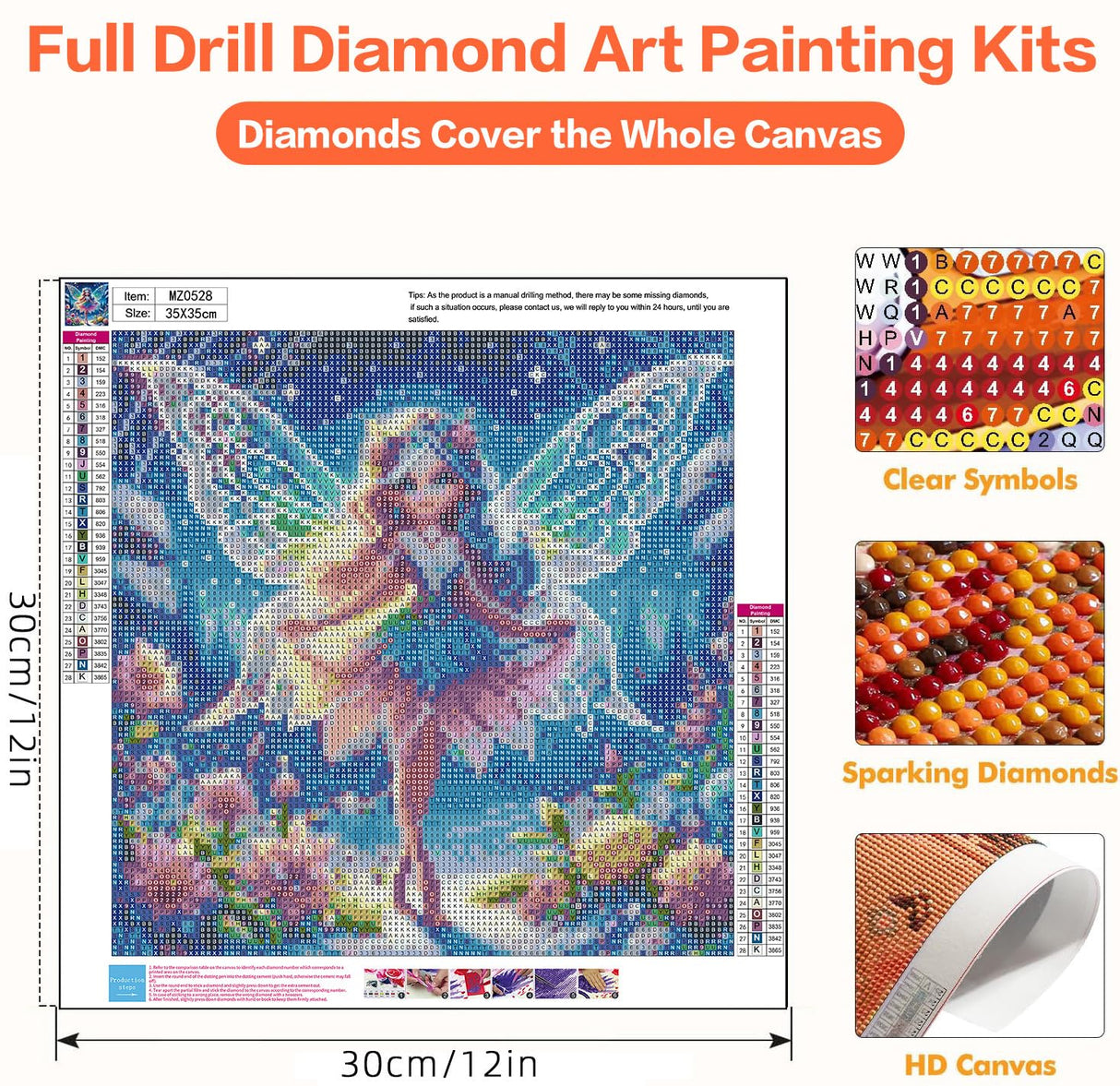 Axquilon Diamond Art Kits for Adults-Round Full Drill 5D Fairy Diamond Painting Kits for Adults Beginners Paint by Diamonds Pictures Girls Gem Art Painting Kits DIY Crafts Kits 14x14inch Axquilon