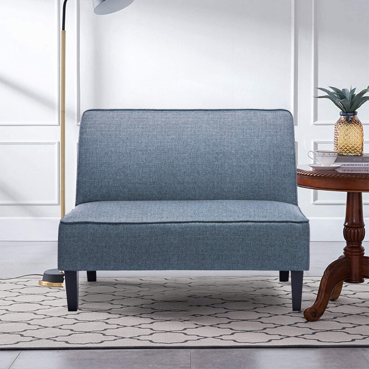 Changjie Furniture Small Loveseat Sofa Upholstered Mini Couch for Small Spaces 2-Seater Sofa Couch with Wooden Legs for Bedroom Living Room (Prints) Changjie Furniture