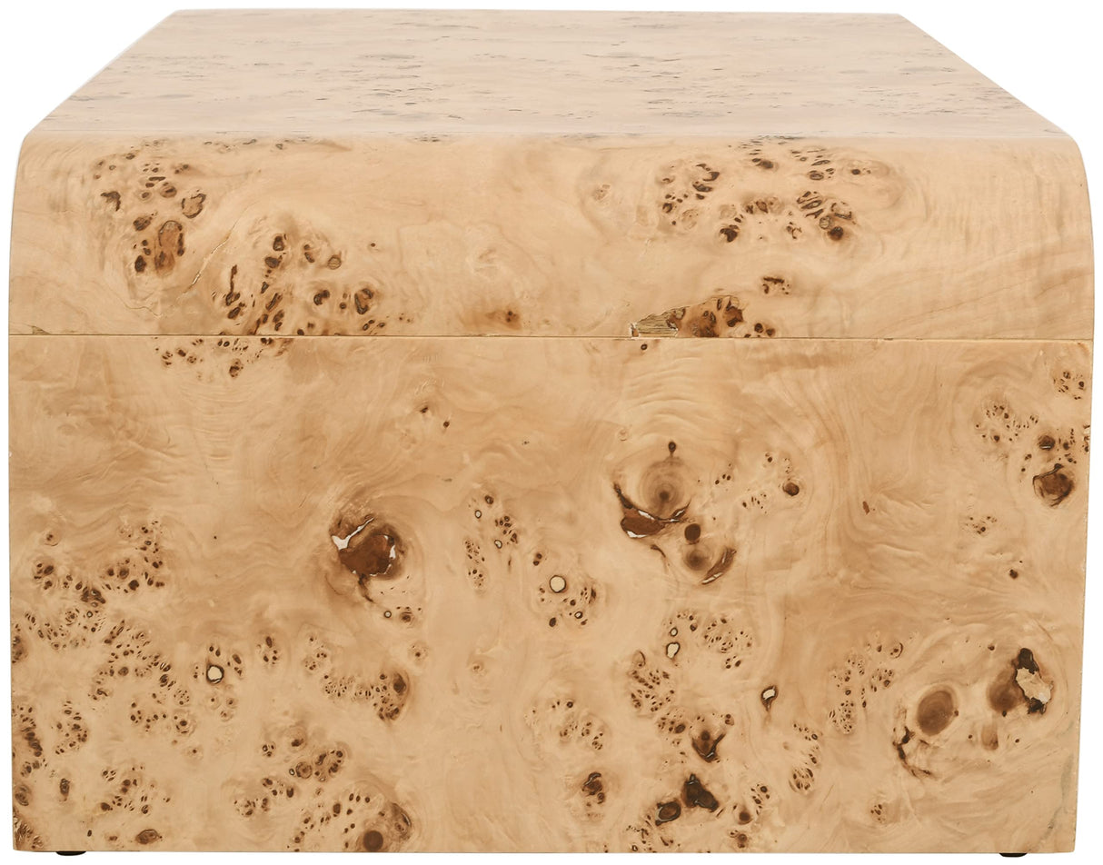 Meridian Furniture 269-C Cresthill Collection Mid-Century Modern Coffee Table with Ash Burl Wood, Natural Ash Finish, Curved Art Deco Design, 48" W x 24" D x 16" H, Natural Meridian Furniture