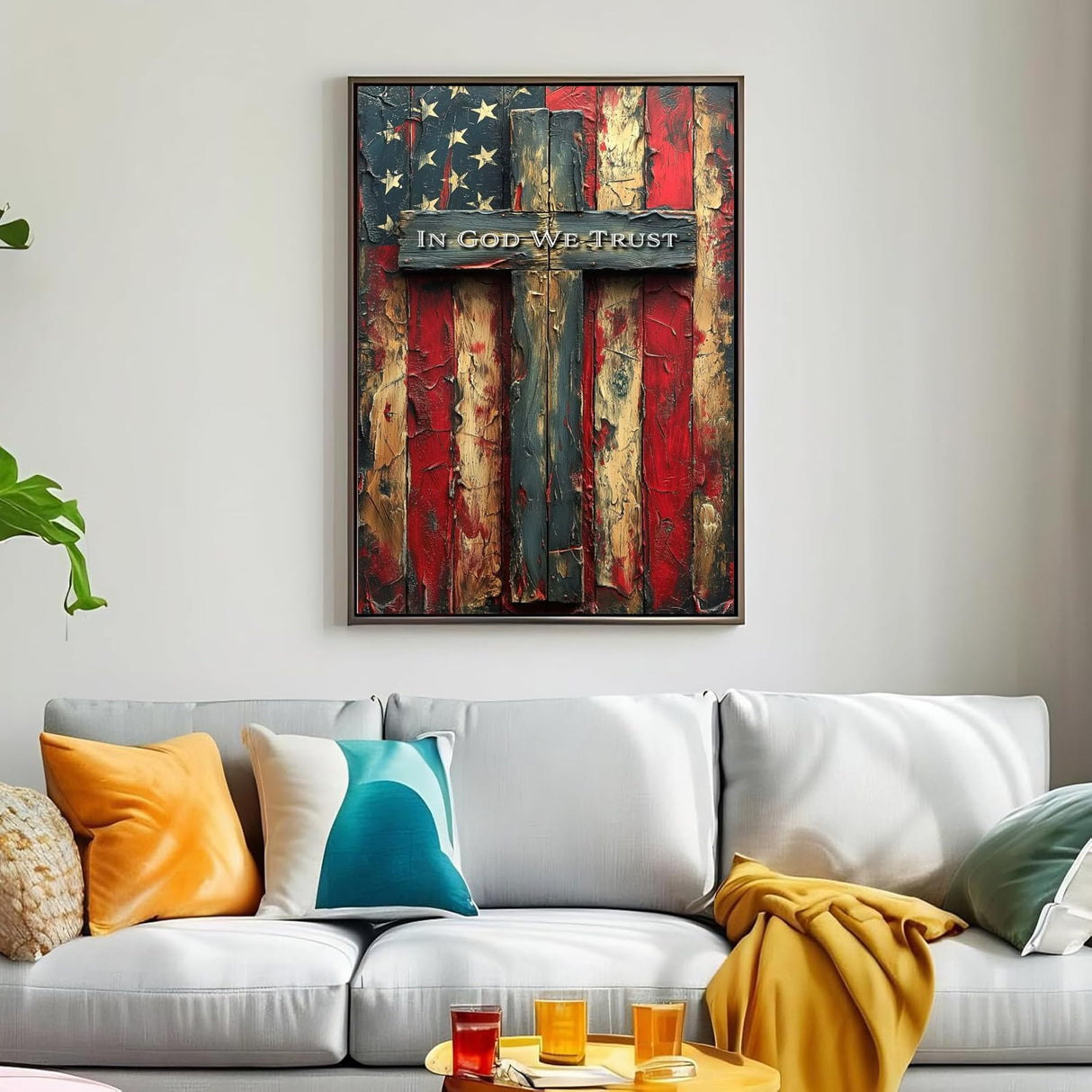 puonidwo 5D American Flag with Cross Diamond Painting Kits for Adults Beginners, Independence Day Full Round Drill Diamond Art Kits, for Home Wall Decor 12X16 Inch puonidwo