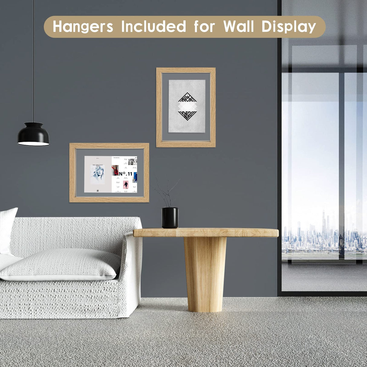 MUYE 5x7 Floating Frame Set of 2,Double Glass Rustic Photo Frame for Wall Hanging or Tabletop Standing,Also Display 4x6 or 3x5 Photo for Floating Effect,Natural MUYE