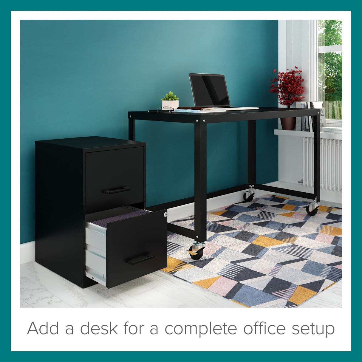 Lorell 14341 18 Deep 2-Drawer File Cabinet, Black Lorell