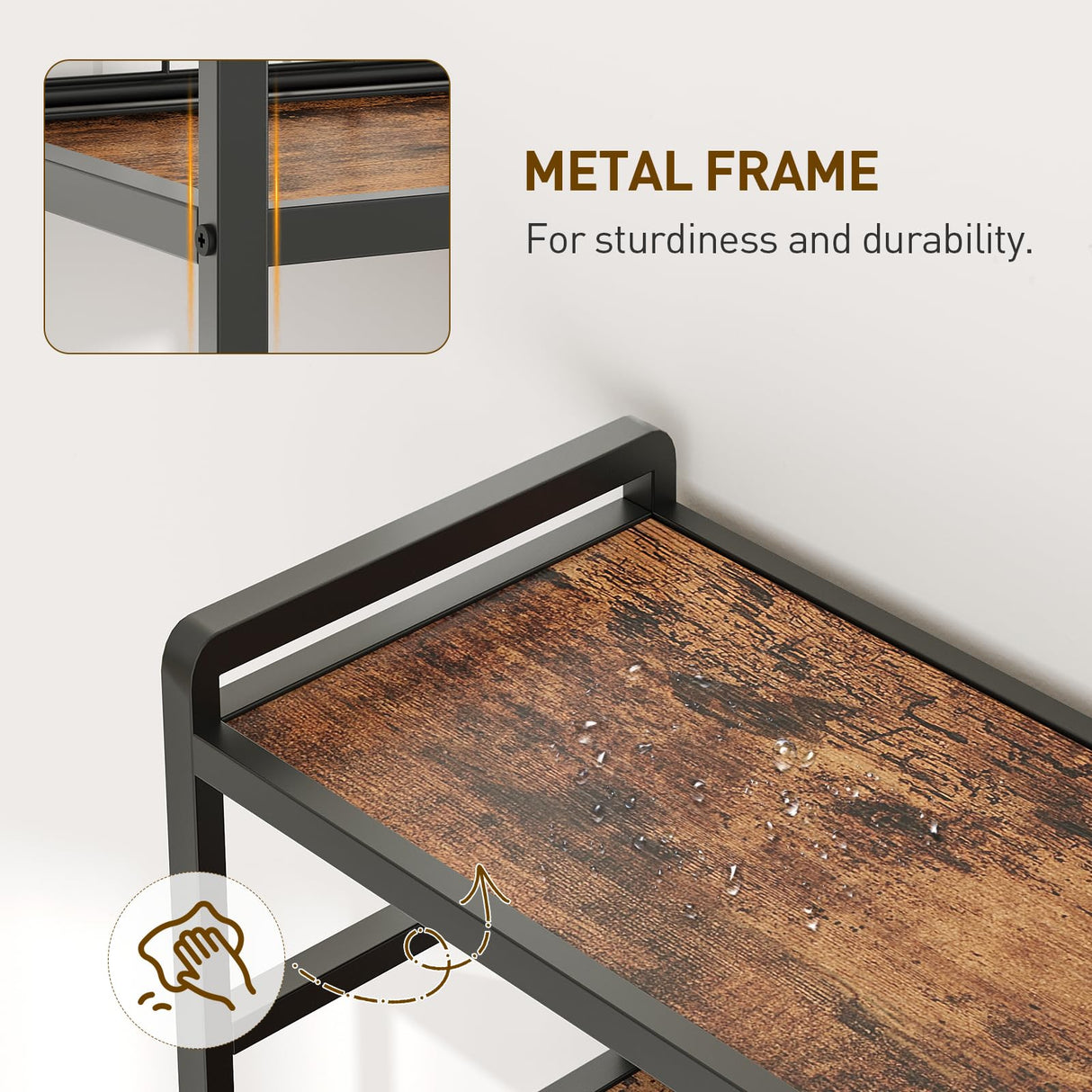 RALGEND Triple 5-Tier Bookshelf, Industrial Large Bookcase with 14 Open Display Shelves, Modern Tree Bookcase with Metal Frame and Hanging Function for Living Room, Home Office, Rustic Brown and Black RALGEND