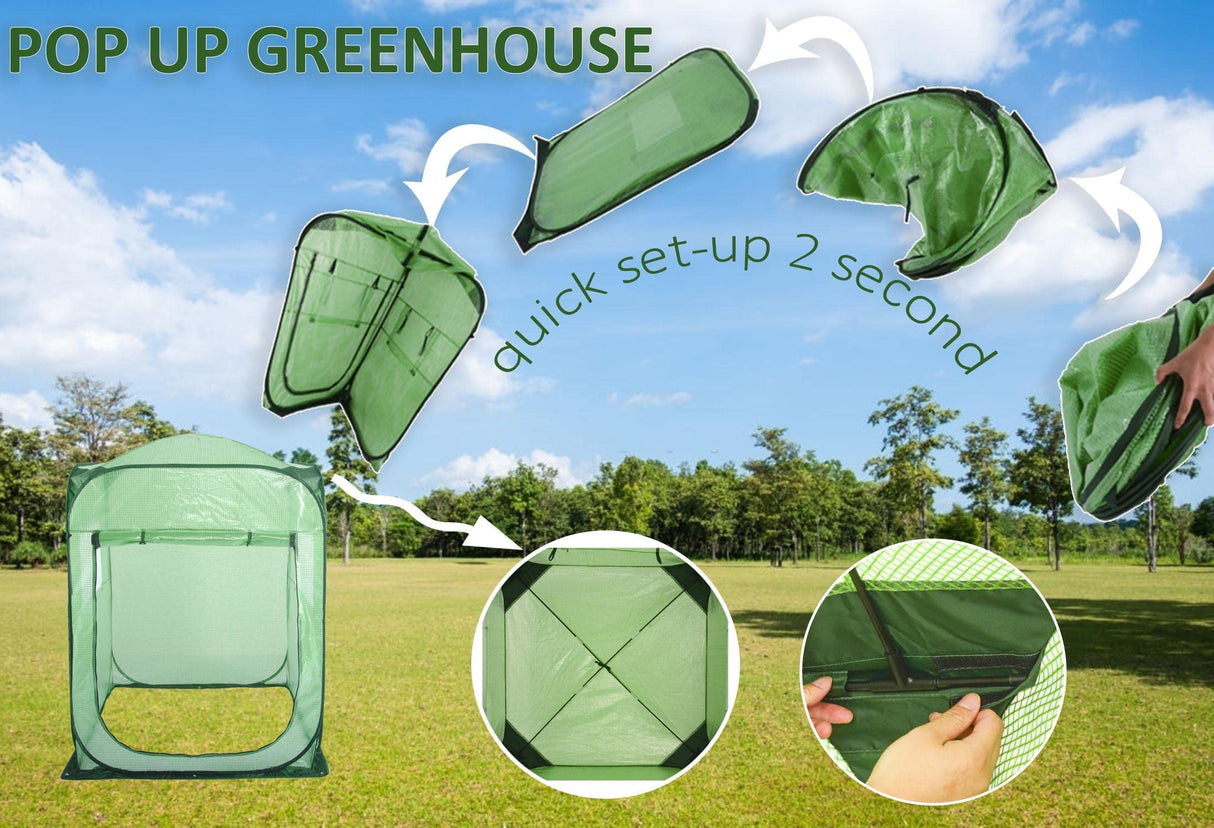 Porayhut Pop Up Greenhouse Tent,Portable X-Large Walk-in Flower House ,Indoor Outdoor Gardening Plant Sunshine Room with PE Mesh Cloth Cover for Protecting Plant from Cold Frost & Birds porayhut