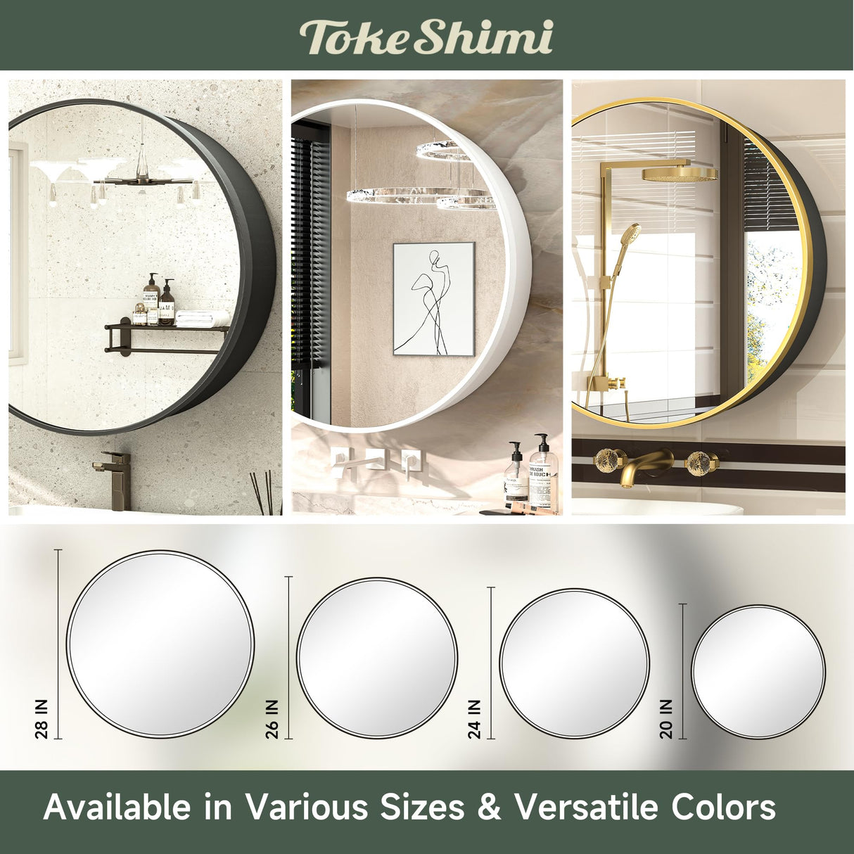 TokeShimi 20 Inch Round Black Medicine Cabinet for Bathroom with Vanity Mirror Small Metal Framed Bathroom Mirrored Cabinet for Wall Mounted Only Circle Farmhouse Medicine Cabinet Removable Shelves TokeShimi