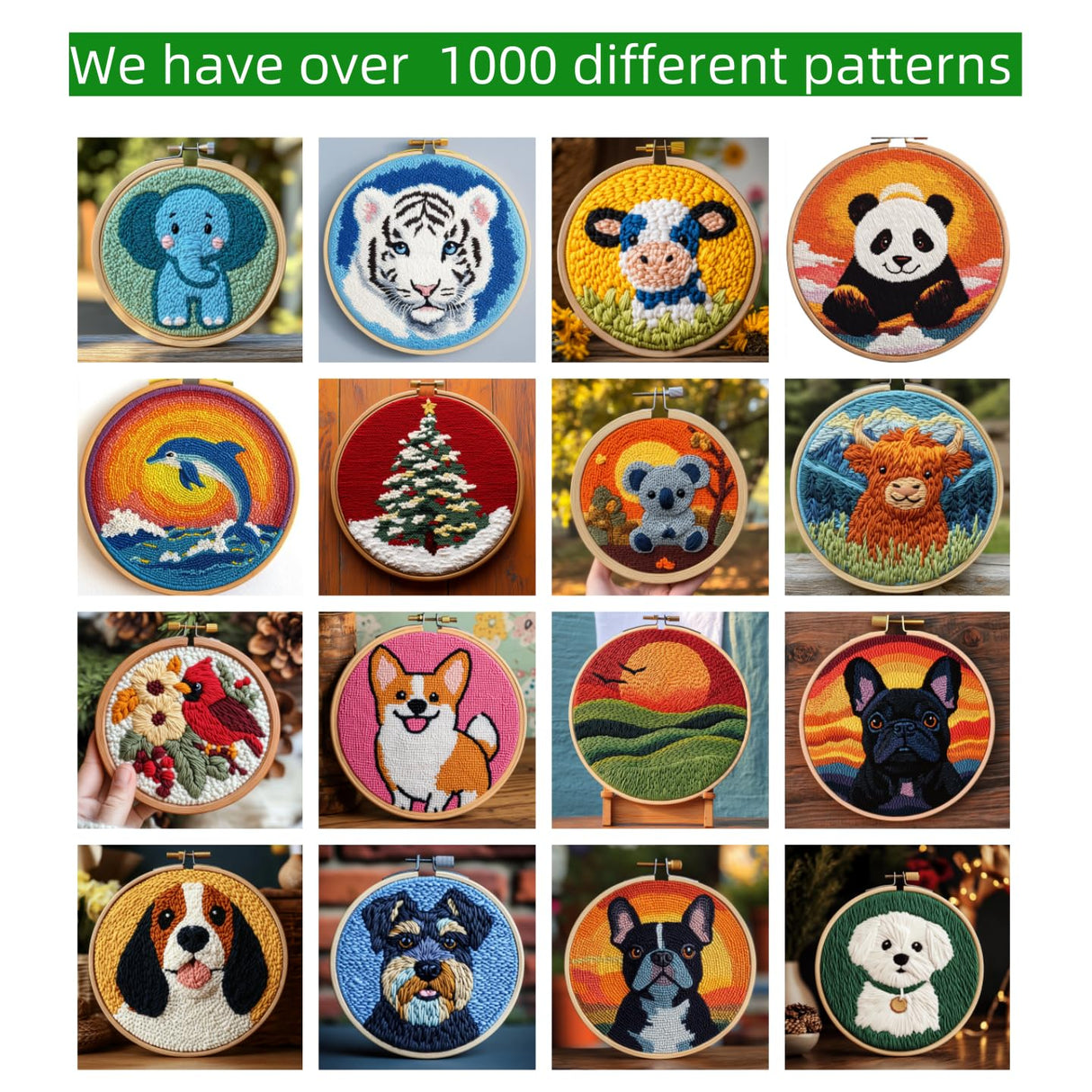 DIY Punch Needle Kits for Beginners Cute Cartoon Highland Cow with Mountain with Hoop Embroidery Punch Needle Starter Craft Set Easy for Adults and Children Festival Gift and Decoration 20x20cm-1 Generic