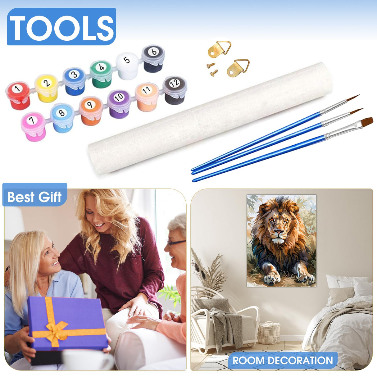 Bimkole Fish Paint by Number for Adults, DIY Oil Painting Kit on Canvas with Paintbrushes and Acrylic Pigment, for Paint by Numbers for Beginner, for Home Wall Decor (16x20Inch) Qm2833 Bimkole