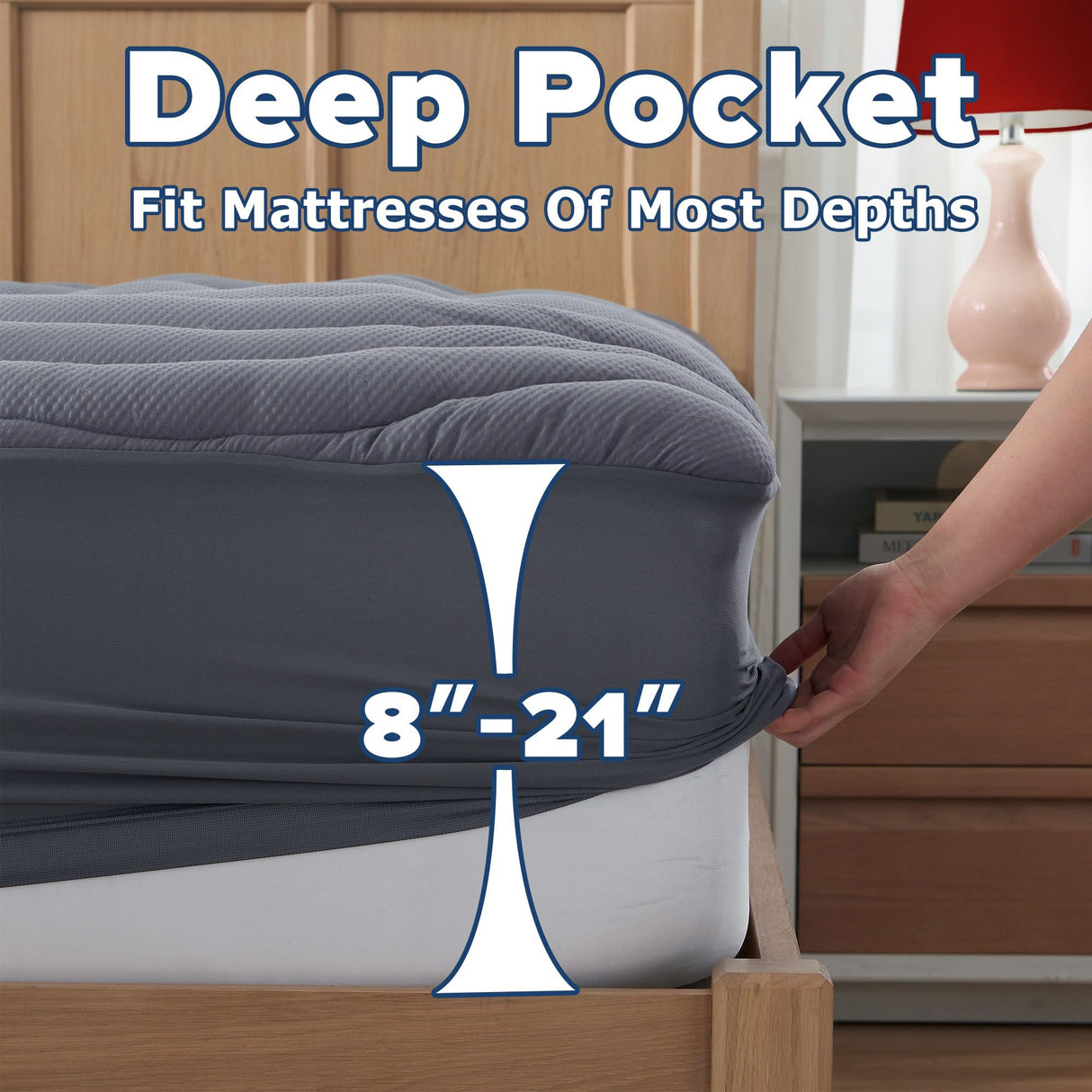 ELVEN HOME Twin Size Mattress Pad for Pain Relief, Pillow Top Cooling Twin Mattress Topper for Single Bed, Thick Fluffy Mattress Protector Cover Quilted Fitted Deep Pocket (39x75 inch, Grey) Elven Home