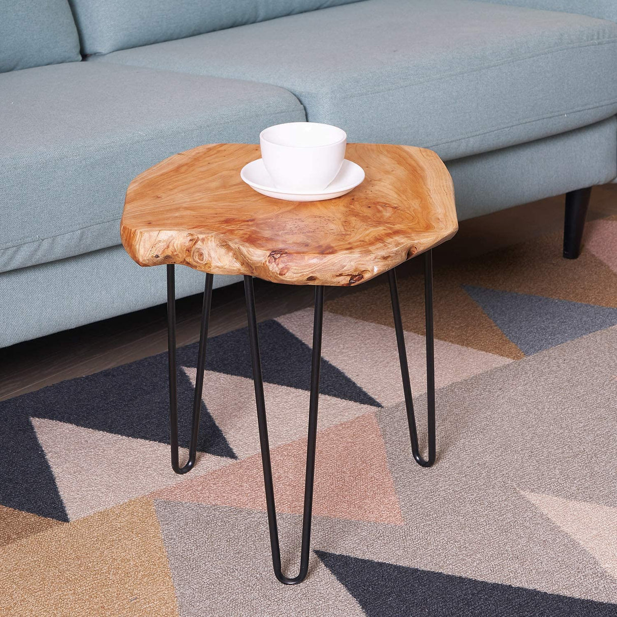 NXN-HOME Natural Edge Side Table, Live Edge End Table with 3 Hairpin Legs, Nightstand Plant Stand for Bedroom and Living Room(15.5" L x 14.5" W x 16" T.) NXN-HOME