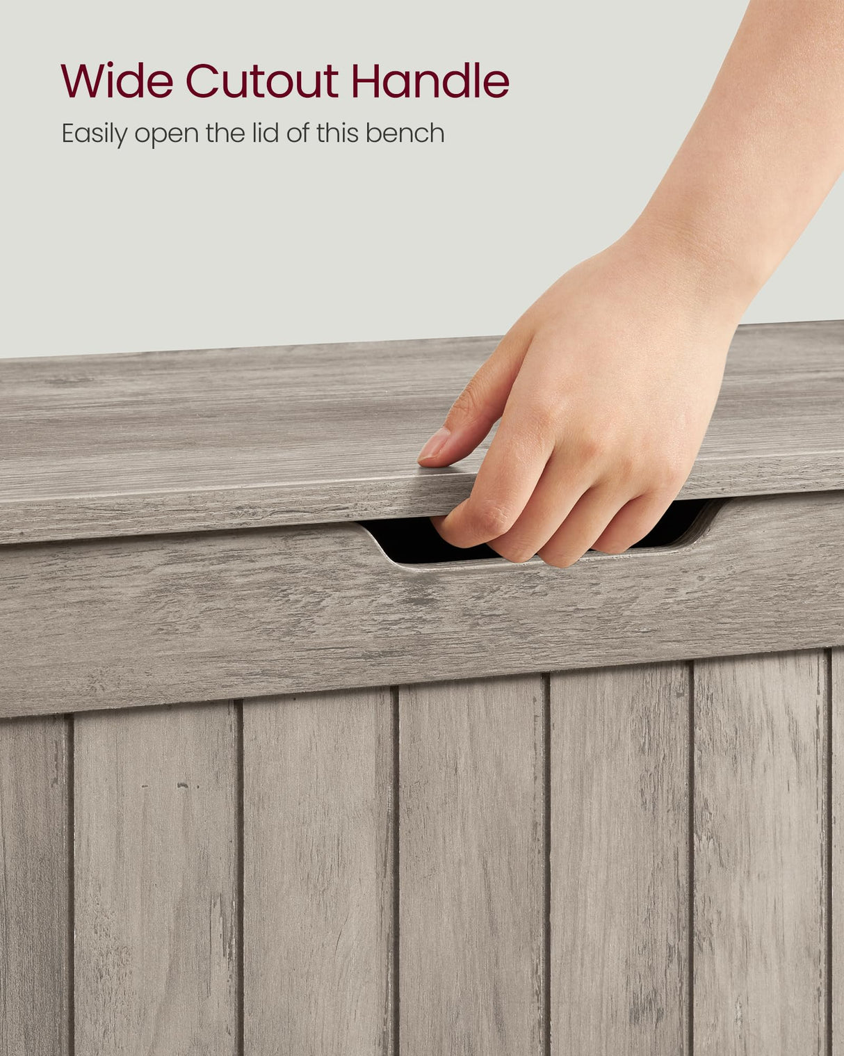 VASAGLE Storage Chest, 29.9 Inches Width Storage Bench, Entryway Bench with 2 Safety Hinges, Shoe Bench, Farmhouse Style, for Entryway, Bedroom, Living Room, Heather Greige ULHS011K01 VASAGLE