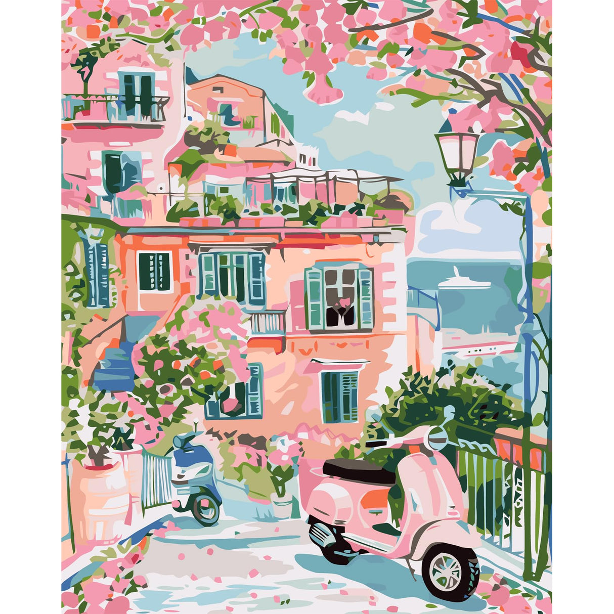 JATOK Paint by Numbers Kit for Adults Beginners, Landscape DIY Easy Acrylic Oil Painting by Numbers on Canvas, Paint-by-Numbers Drawing Kits for Gift Home Wall Decor Without Frame 16x20in JATOK