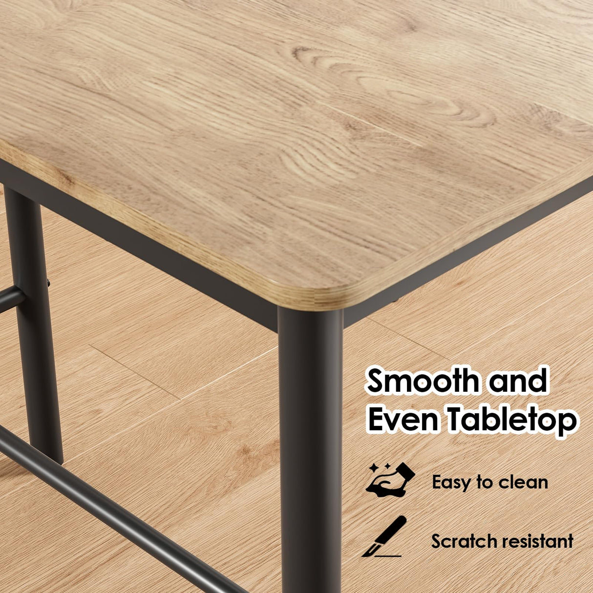 Farini 47 inch Counter Height Bar Table, Rectangular Dining Counter Tables with Metal Legs,Brown Farini