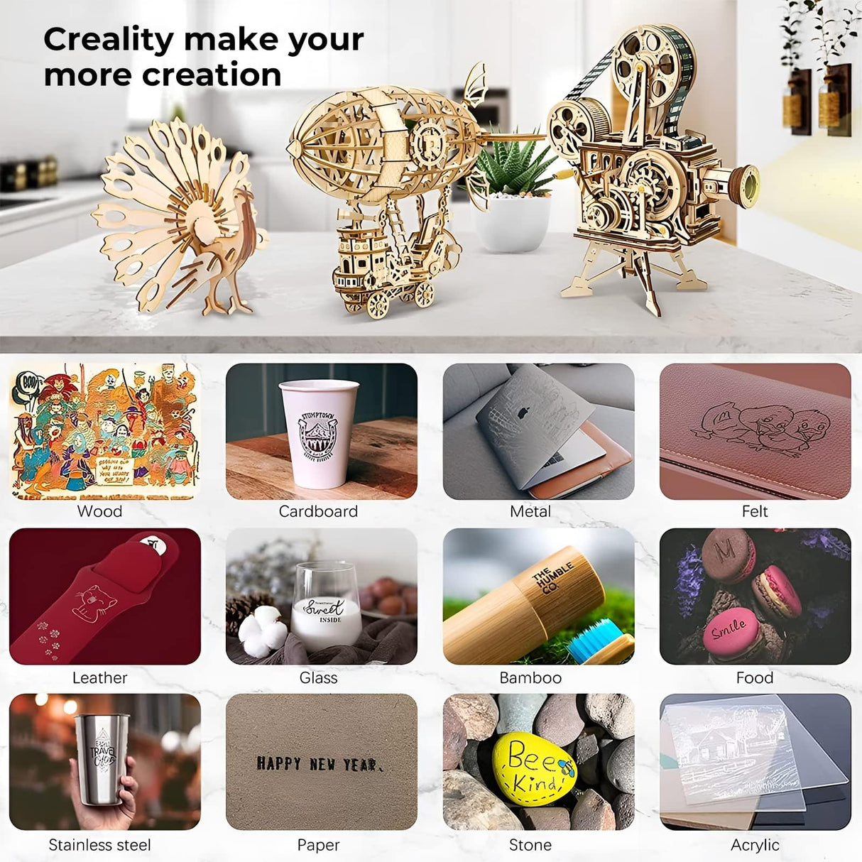 Creality Falcon 5W Laser Engraver, 72000mW Output Power Efficient Laser Engraving Machine, 10W Laser Cutter, CNC Machine for Wood, Metal,Paper, Acrylic, Leather Creality