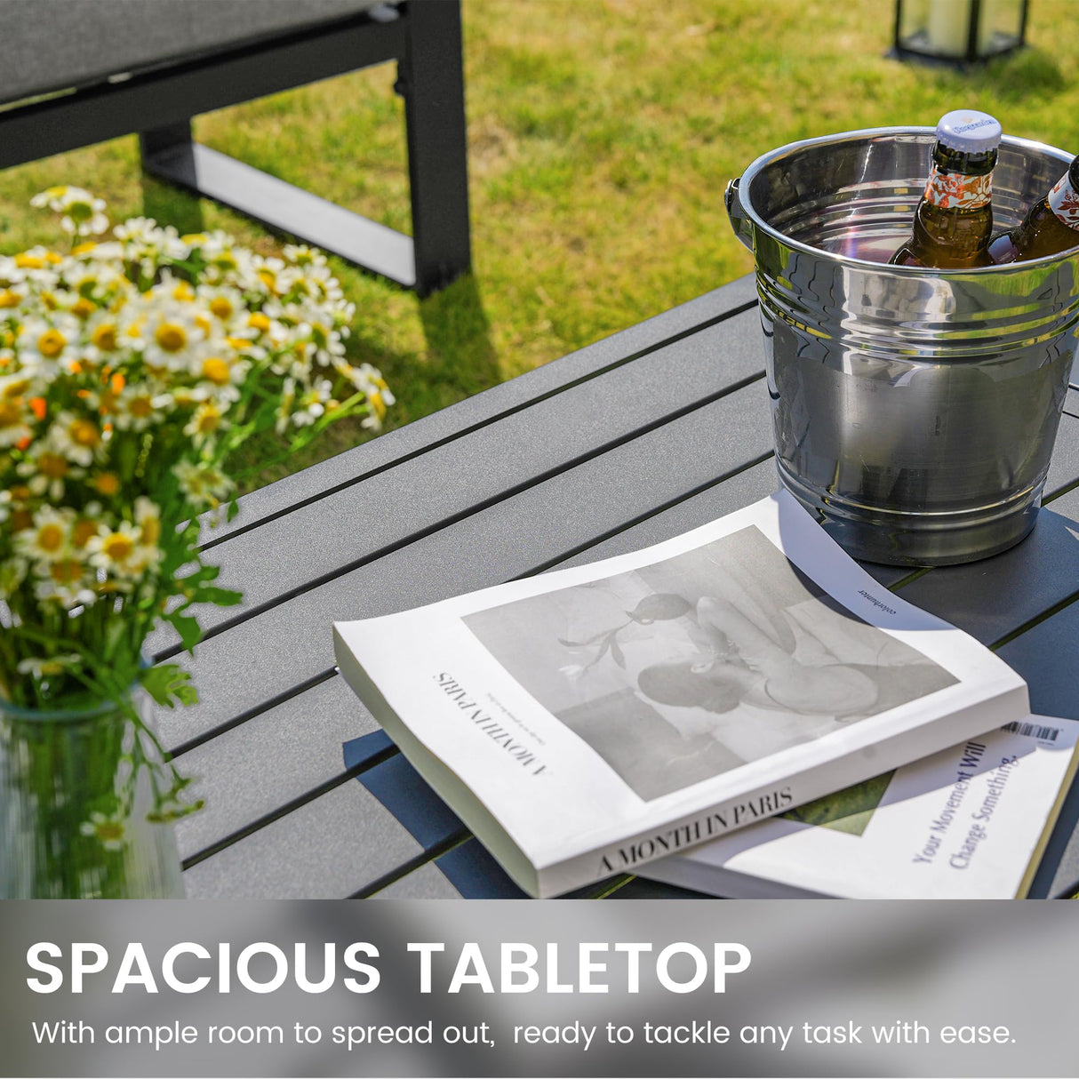 Sundale Outdoor Aluminum Patio Furniture Set, 4 Piece Modern Outdoor Furniture with 6 inch Cushion, Metal Patio Sectional Conversation Sets for Deck, Backyard, Porch (Grey) Sundale Outdoor