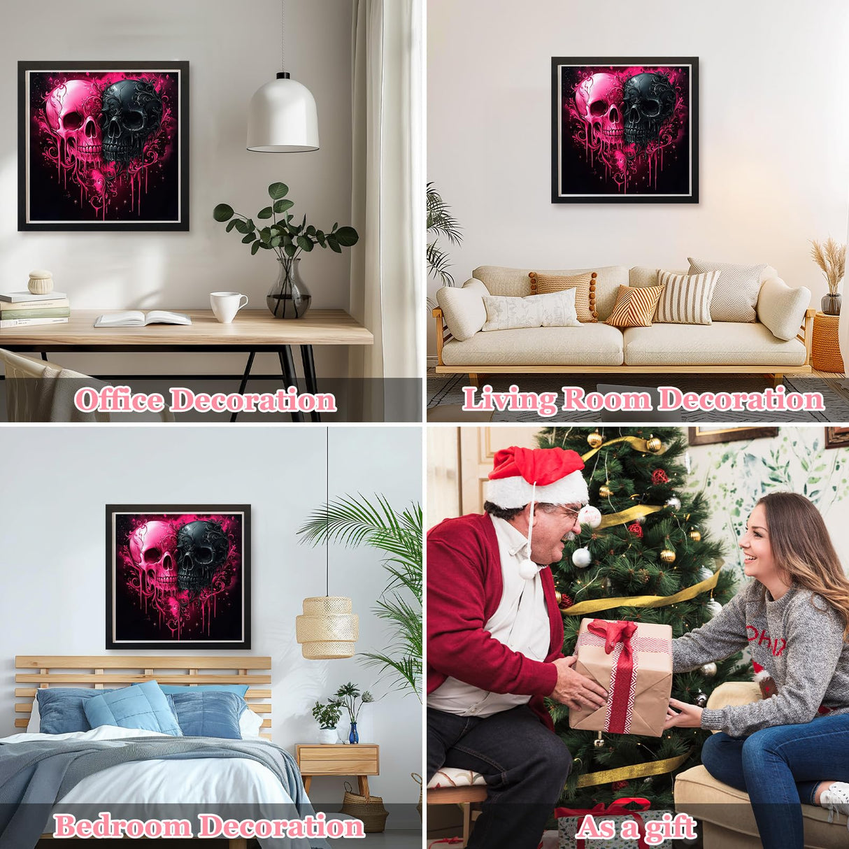 MAXBYE Halloween Diamonds Art Kits for Adults, 5D Skull Love Heart Diamond Painting Kits for Beginnert, DIY Full Drill Diamond Art for Home Wall Decor and Gift 12x12in MAXBYE