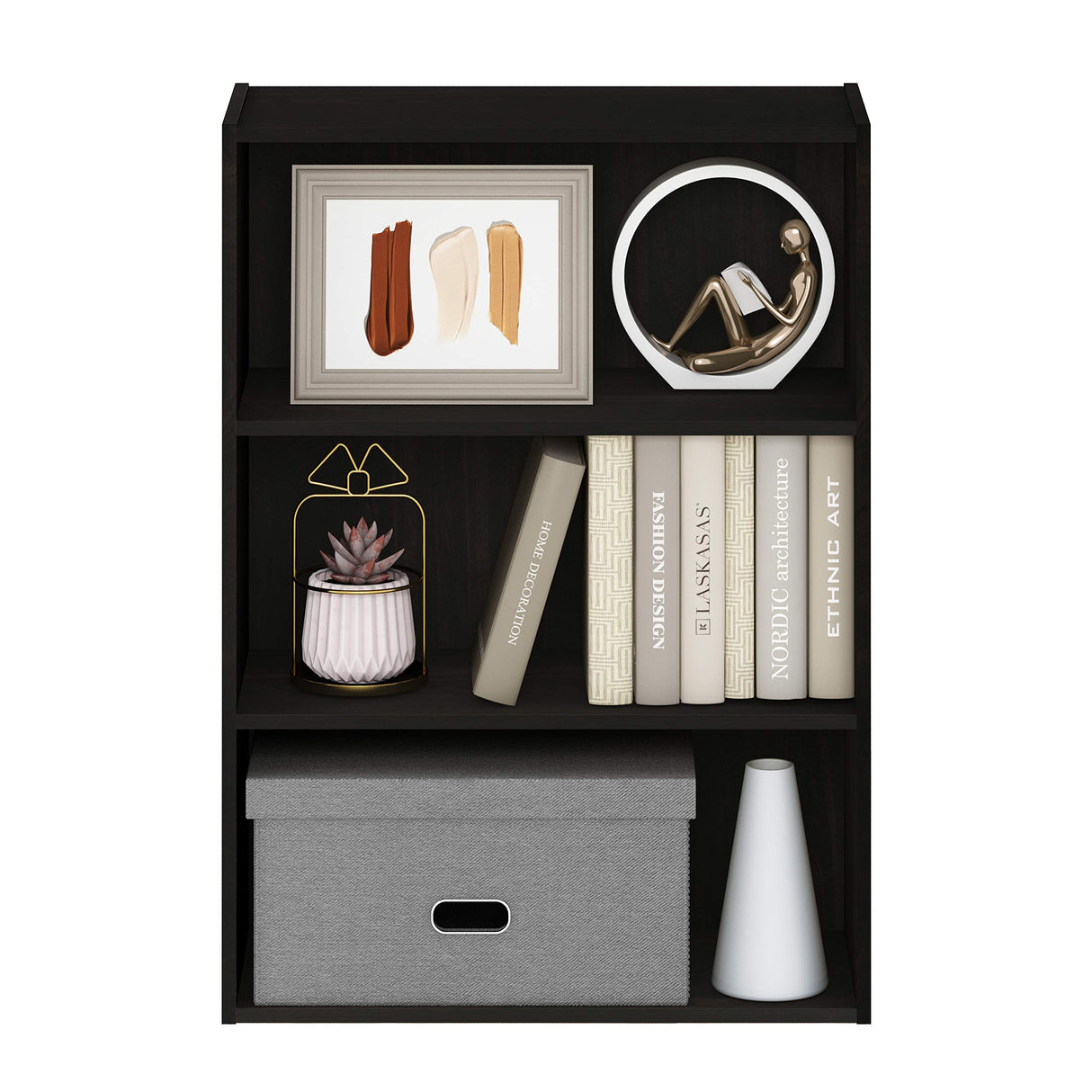 Furinno Pasir 3-Tier Open Shelf Bookcase, Dark Espresso Furinno