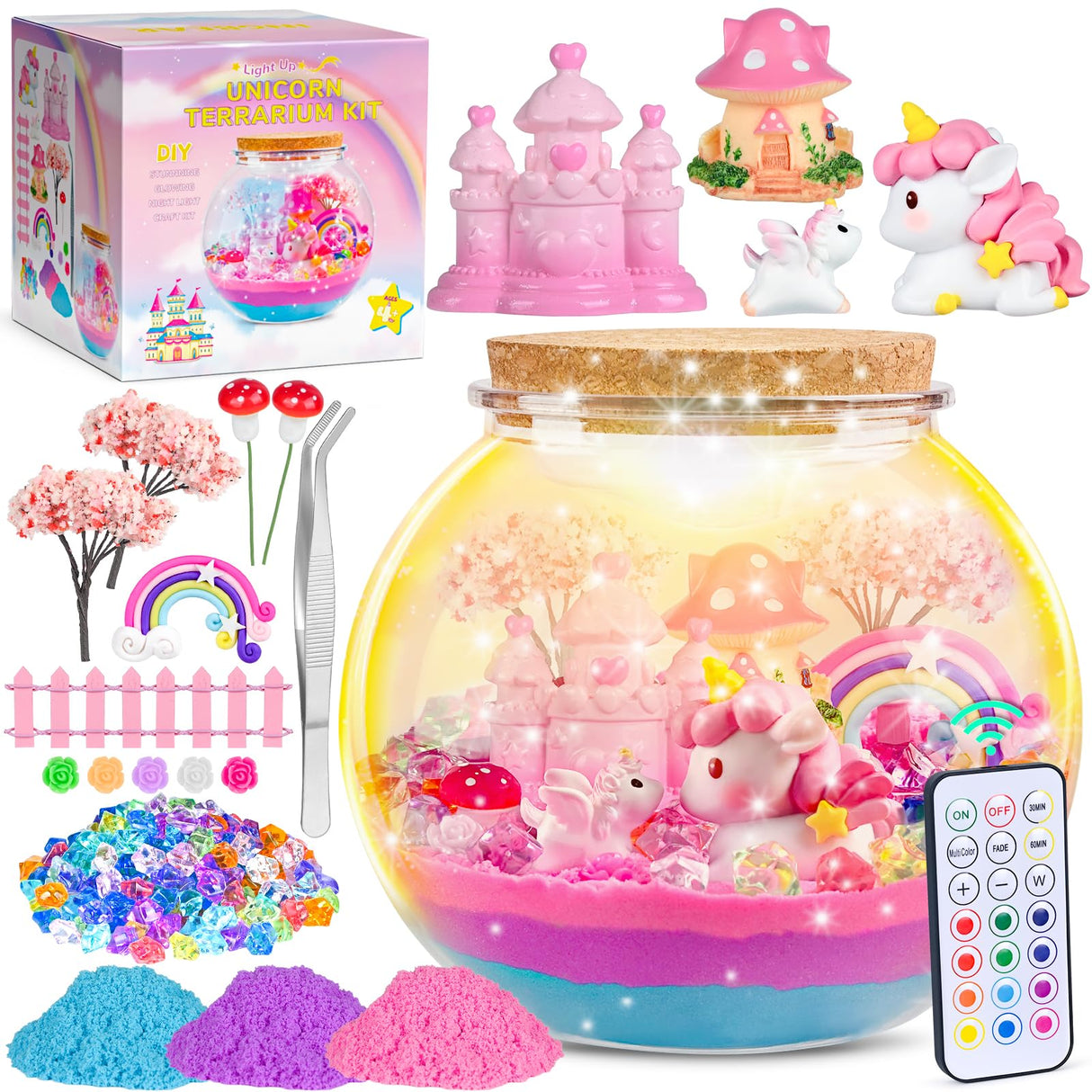 Ingbear Unicorn Terrarium Kit for Kids, Arts and Crafts for Kids Age 4-6 Sand Toys for Girls Ages 4-8 5-7 9 10 Year Old Birthday Christmas Gifts Ingbear