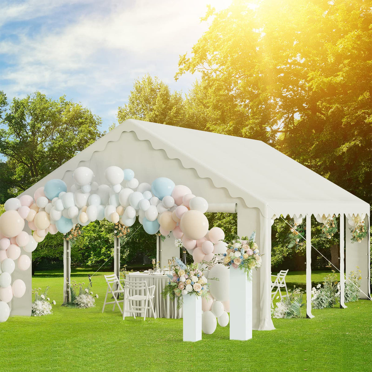 Tents for Parties Party Tent 16x20 ft, Outdoor Canopy Carpas para Fiestas Heavy Duty, Large Waterproof Patio Event Wedding Tent White with Sidewalls Walls for Backyard Sophia & William