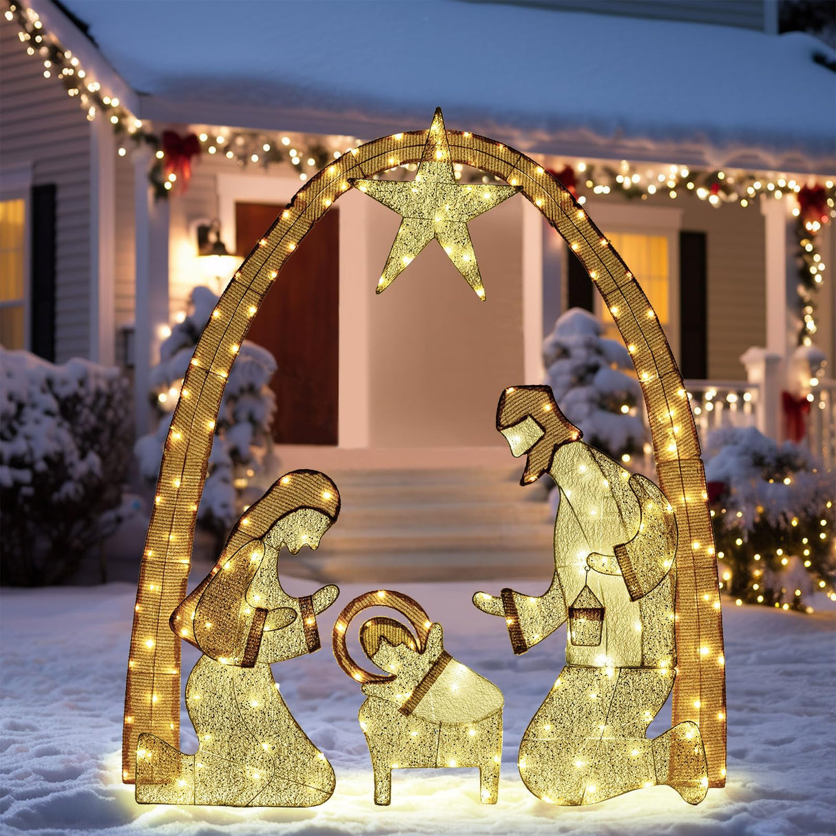 Lighted Outdoor Nativity Scene- Christmas Holy Family Yard Decoration, Large Christmas Holy Family Set for Yard Lawn Garden Outside Decor and Home Holiday Party VISFLAIR