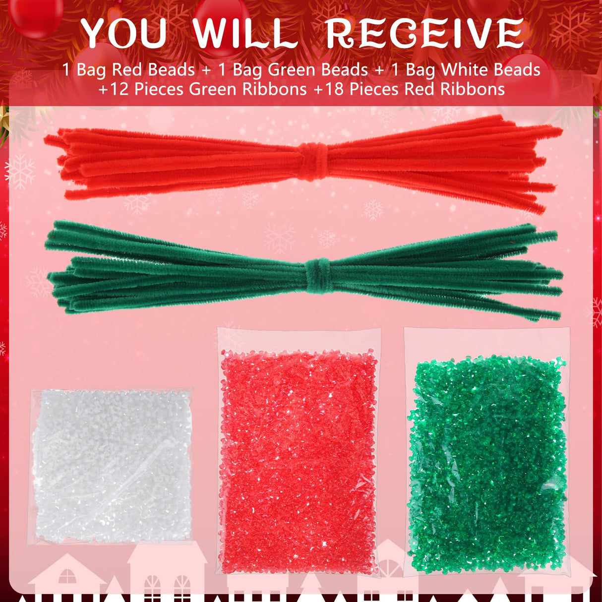 Hollowfly 48 Set Christmas Meaning of The Candy Cane Craft Kit DIY Christmas Tri Beaded Ornament Includes 2160 Plastic Tri Beads 48 Cards 48 Chenille Stems for Jesus Religious Crafts Xmas Tree Decor Hollowfly
