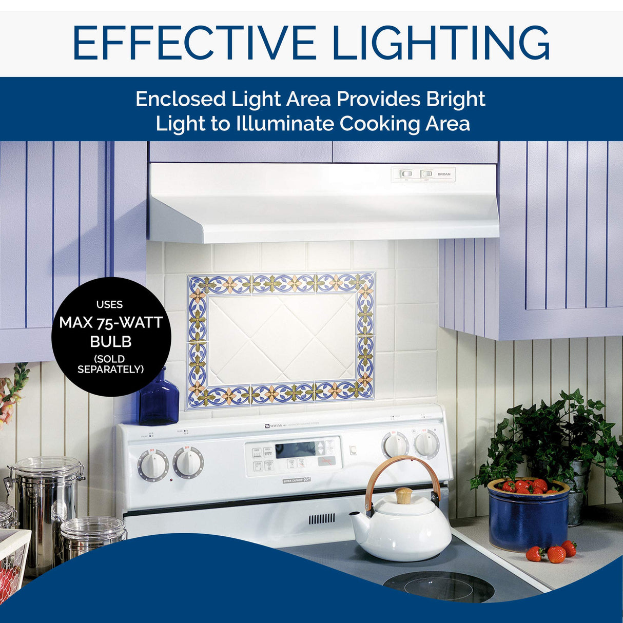 Broan-NuTone Economy 30-inch Under-Cabinet Easy Install Range Hood with 2-Speed Exhaust Fan and Light, 230 Max Blower CFM, White Broan-NuTone