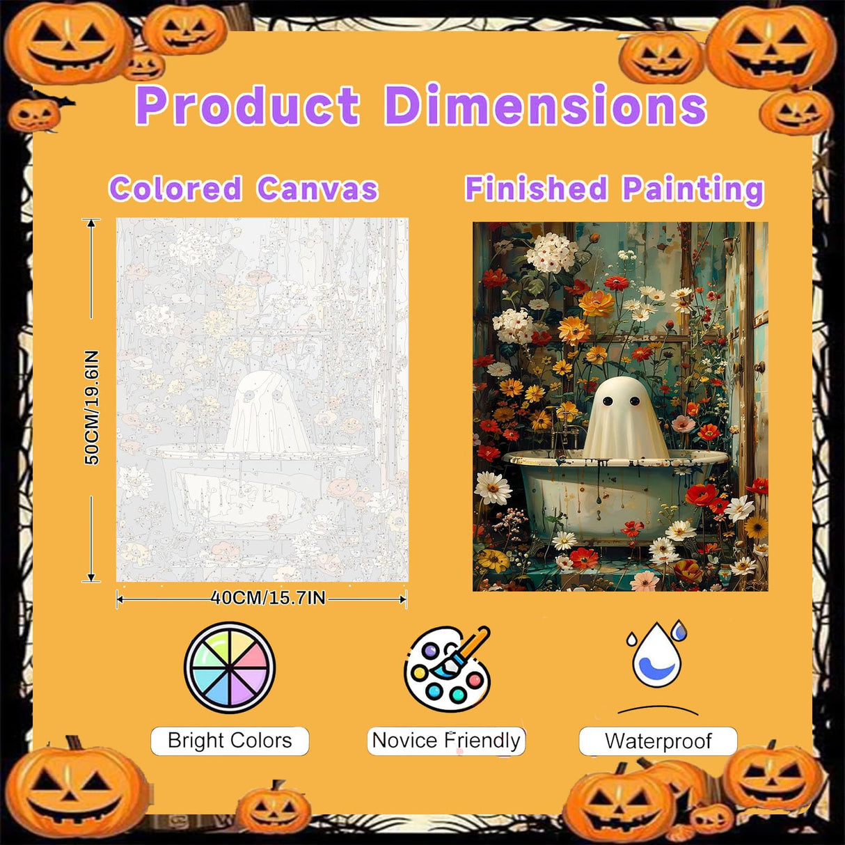 cviokrdu Halloween Paint by Numbers Kit for Adults - Ghost Adult Paint by Number Kits Without Frame, DIY Ghost Oil Painting for Gift Home Wall Decor (16x20inch) cviokrdu