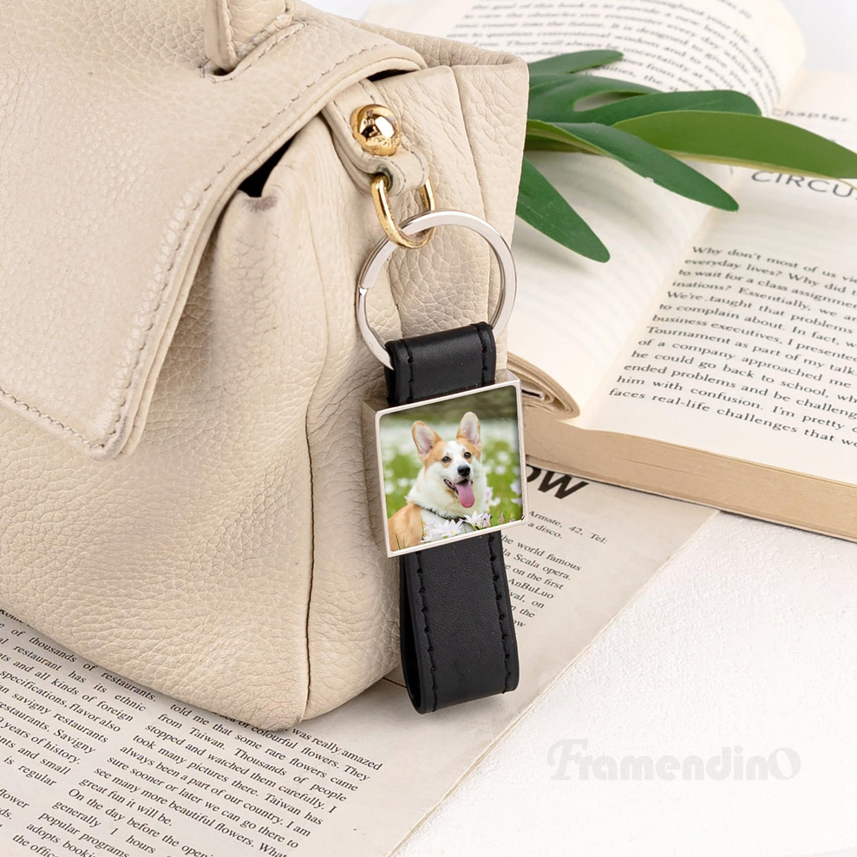 Framendino, 4 Pack Leather Sublimation Blanks Keychain with Metal Square Rectangle Heat Transfer Blank Tray Key Chain for DIY Crafts Photo Black Framendino