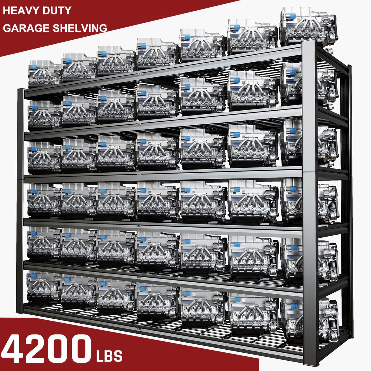 PMKES 67" W Garage Shelving Heavy Duty, Adjustable 6 Tier Metal Shelves, Commercial Metal Shelf Rack, Industrial Shelving, 2 Pack PMKES