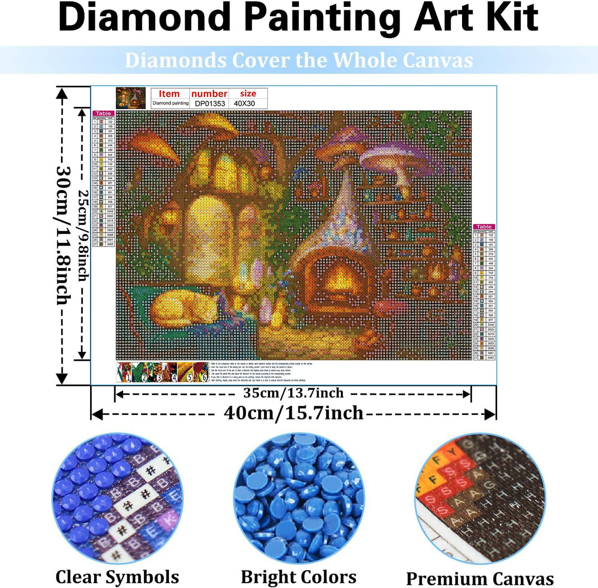 EIBEILI Diamond Art Kits for Adults,5D Cat Diamond Painting Kits for Beginners,Mushroom DIY Round Full Drill Painting with Gem Art Craft Kits for Home Wall Decor 12x16inch EIBEILI