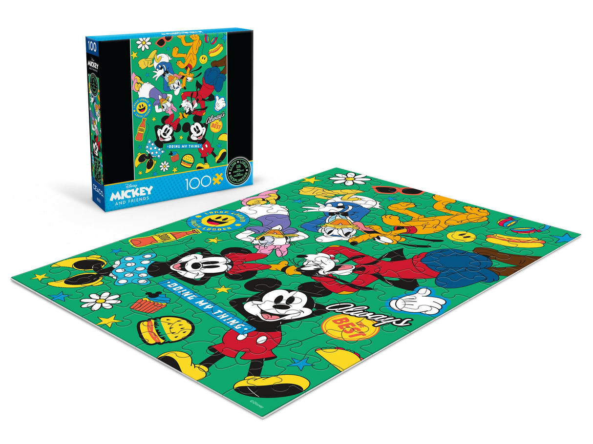 Ceaco - Disney - Mickey and Friends - Mickey Party of Six - Glow in The Dark -100 Piece Jigsaw Puzzle Ceaco
