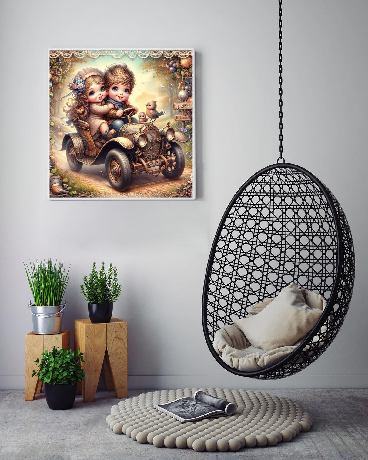 5D Girl Boy Diamond Painting Kits for Adults Beginners,DIY Car Diamond Art,Full Round Drill Diamond Dot Gem Art Kits, Home Wall Decor 12x12 Inch AREOPNMG