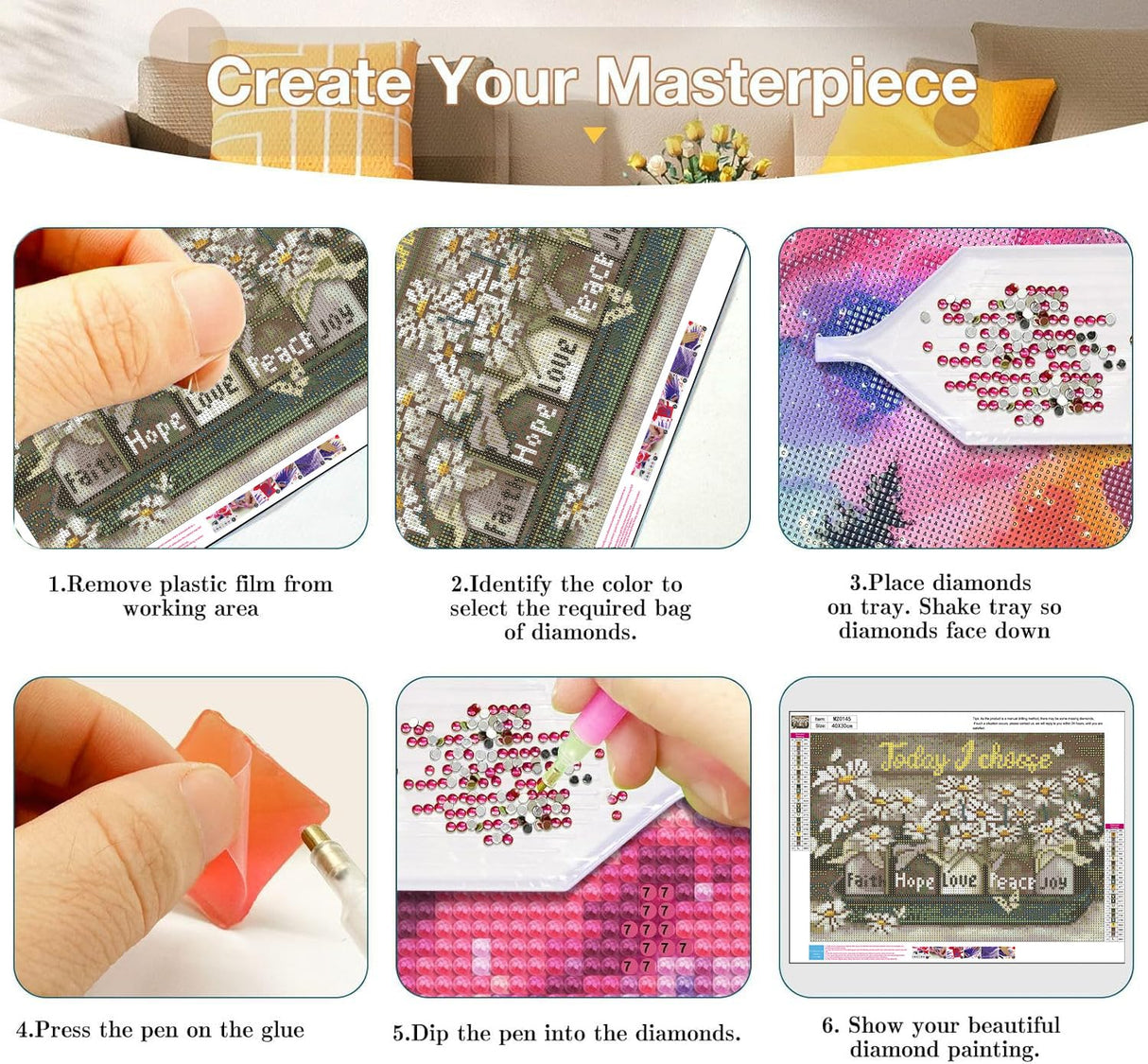 Diamond Art Kits for Adults - 3 Pack Inspirational Diamond Painting Kits for Adults, 5D Round Full Drill Vase Gem Art, Paint by Diamonds Pictures DIY Crafts Kits 16x12inch Axquilon