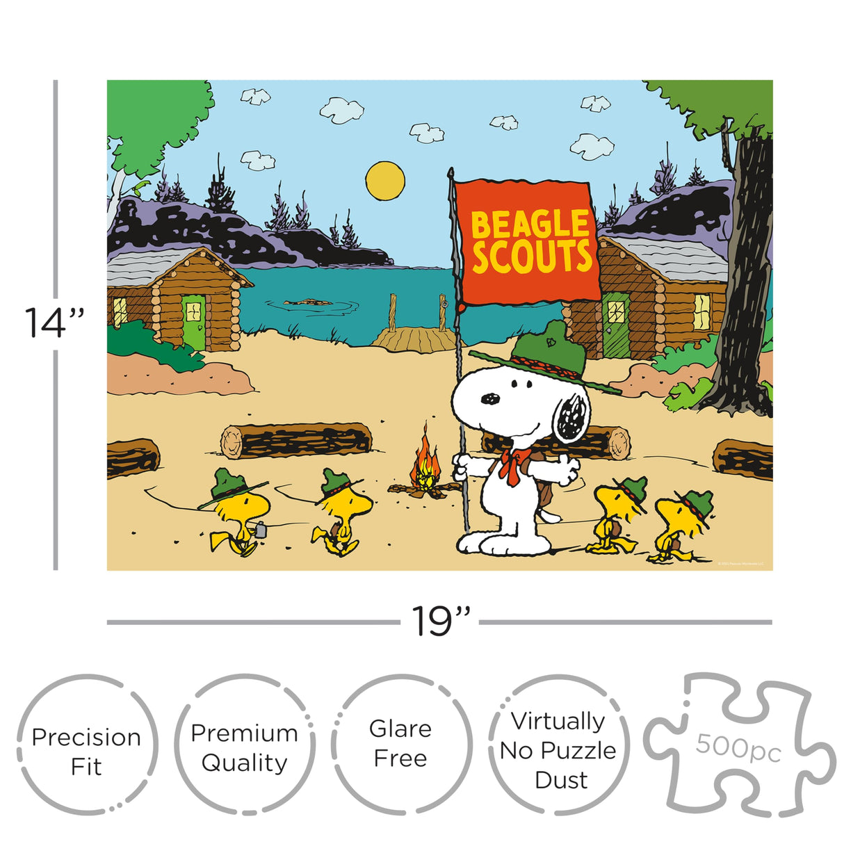 AQUARIUS Snoopy Camp Beagle Scouts 500pc Puzzle (500 Piece Jigsaw Puzzle) - Glare Free - Precision Fit - Officially Licensed Peanuts Merchandise & Collectibles - 14x19 Inches AQUARIUS