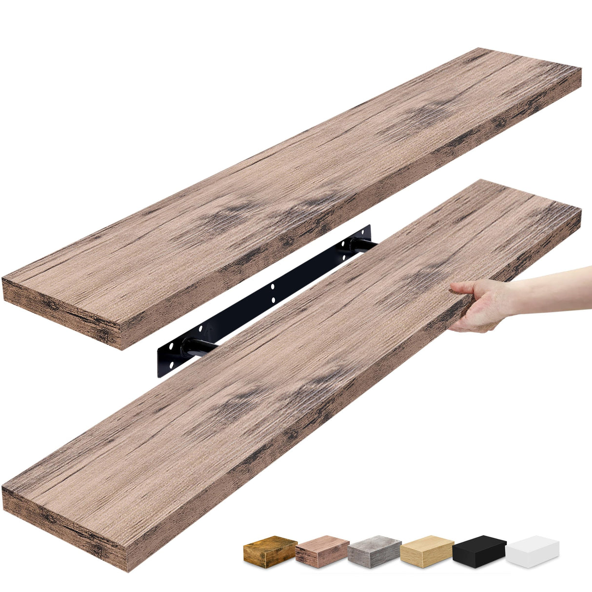 Sorbus Floating Shelves for Wall - 2 Long Floating Shelves for Bedroom, Kitchen, Living Room, Bathroom Shelves, Home Decor, Farmhouse - 35 x 9 Inch Wall Mounted Floating Shelves for Wall, Mahogany Sorbus