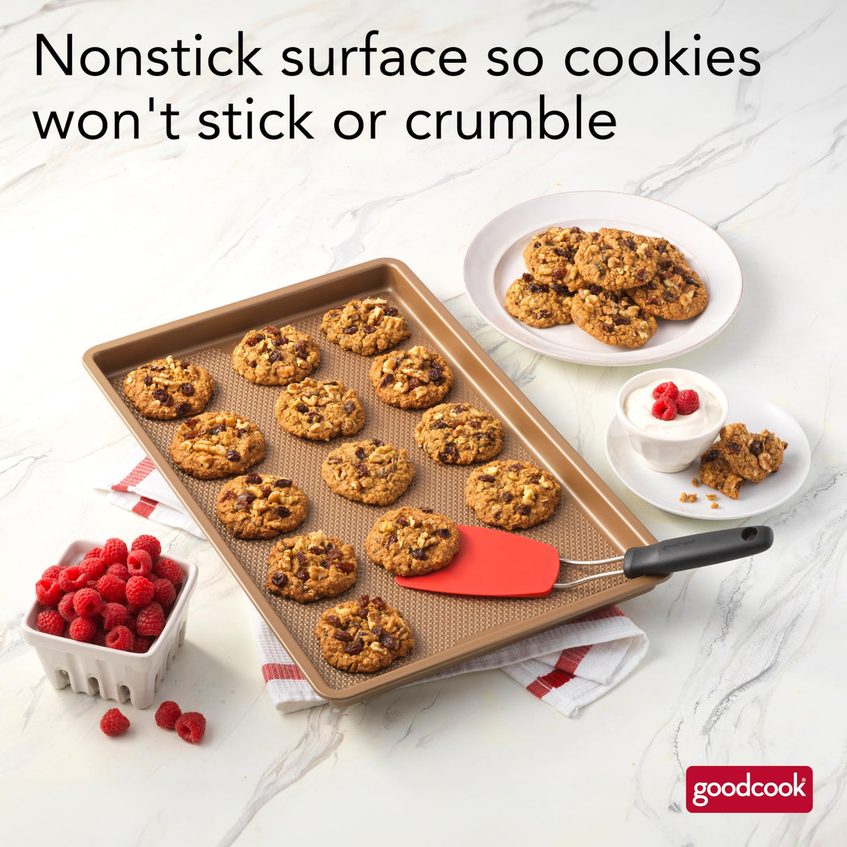 GoodCook BestBake Nonstick Textured Carbon Steel Cookie Sheet, 11" x 17", Large Baking Sheet, Even Heating, Scratch-Resistant, Non-Toxic, Durable, Ideal for Baking and Sheet Pan Dinners GoodCook