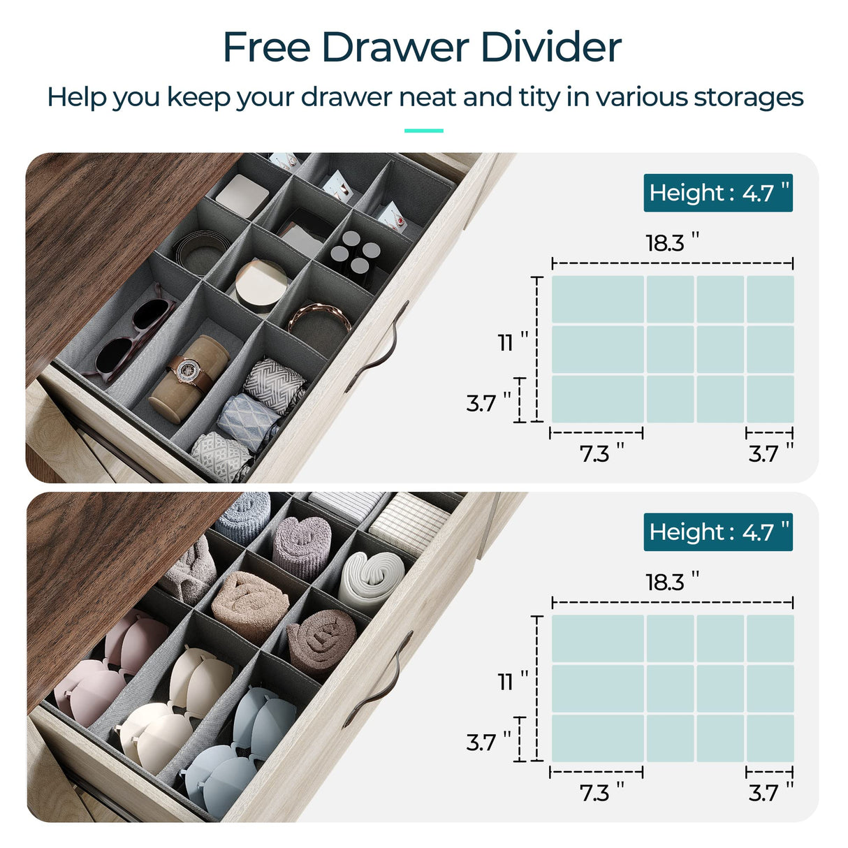 LINSY HOME 7 Drawer Double Dresser, SGS Certified Dresser for Bedroom, Farmhouse Dresser Chest with Wide Drawers, Wood Storage Chest of Drawers for Living Room LINSY HOME