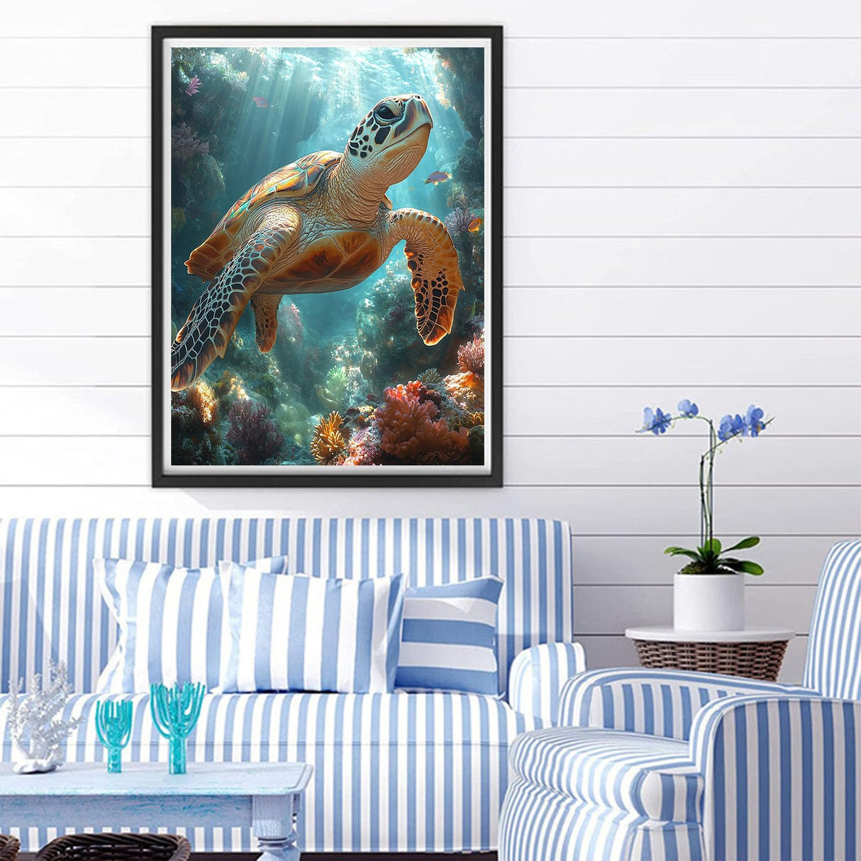 Sea Turtle Diamond Painting Kits for Adults - Diamond Art for Adult Turtle, Gem Painting Crafts Kits Gift, DIY 5D Gem Art Perfect for Home Wall Decor Gifts (16x12 inch) xackcme
